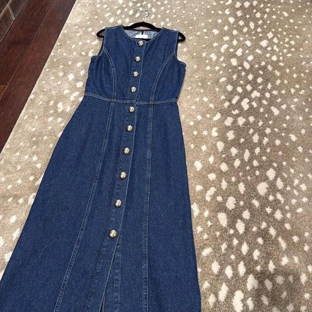 Reformation Roswell Prespa Blue Denim Button-Front Midi Dress. Size 0 - Picture 4 of 12